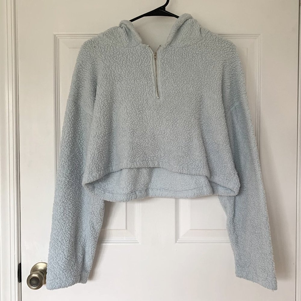 Cropped soft hoodie, M, Light blue